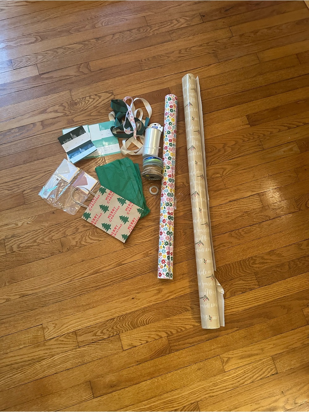 Gift Wrap Set. Wrapping paper, stickers, ribbon, tissue paper, gift bag, etc